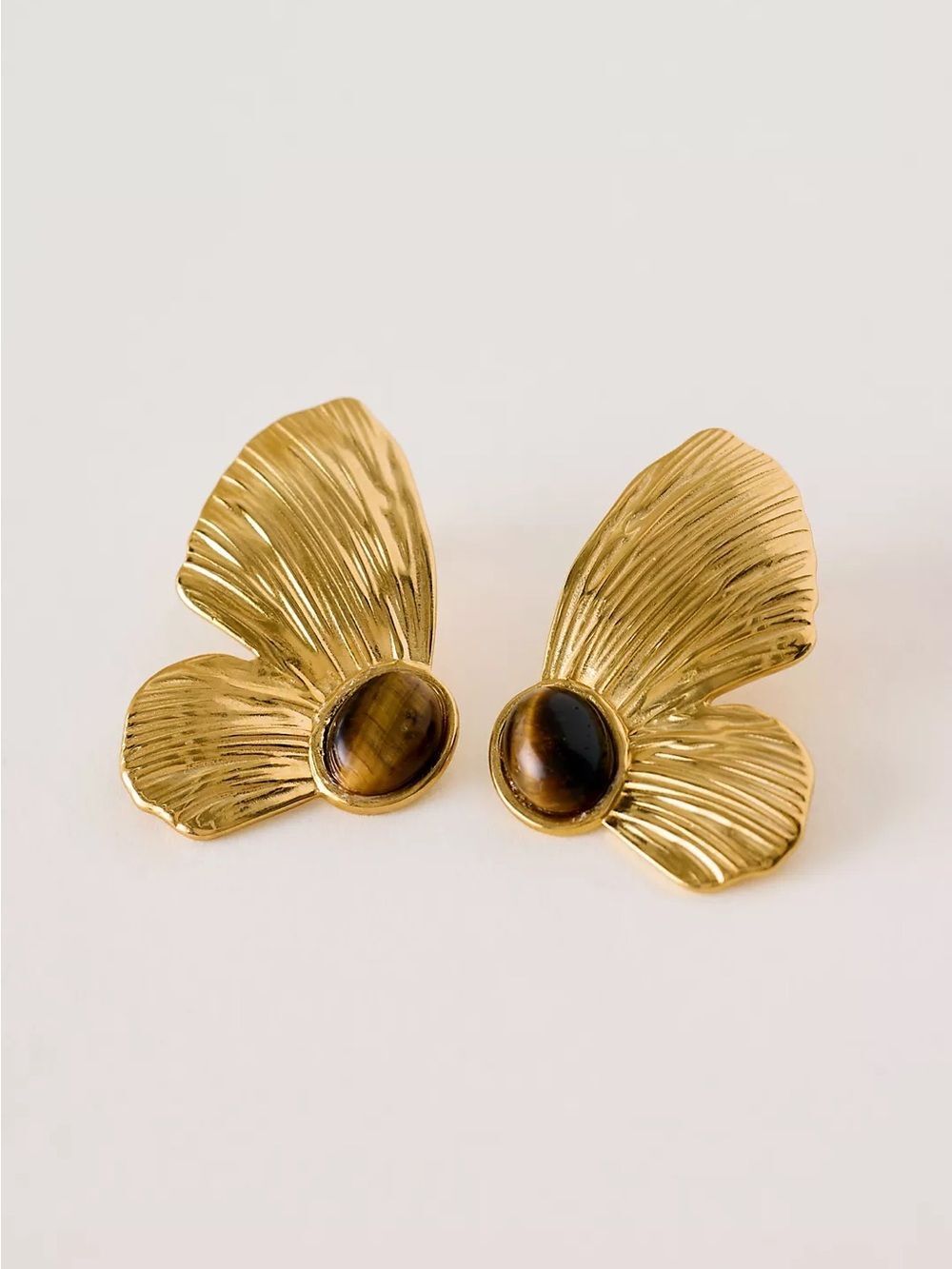 Tiger eye butterfly earrings Q1095